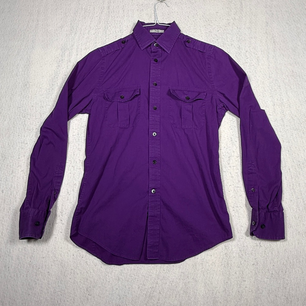Express MK2 Shirt Mens XS Purple Fitted Long Sleeve Button Down Military Style